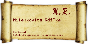 Milenkovits Réka névjegykártya